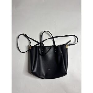 Tutilo Pockets Pebbled Faux Vegan Leather Black Purse Shoulder Bag Minimalist